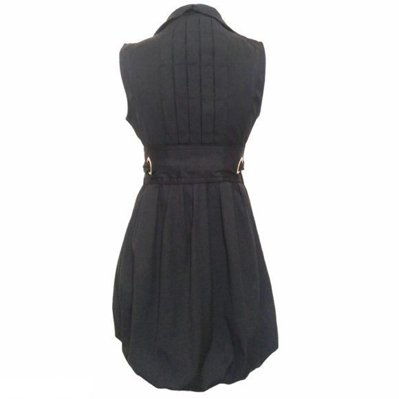 House of Dereon Black Belted Bubble Hem Dress S/P - Picture 2 of 7